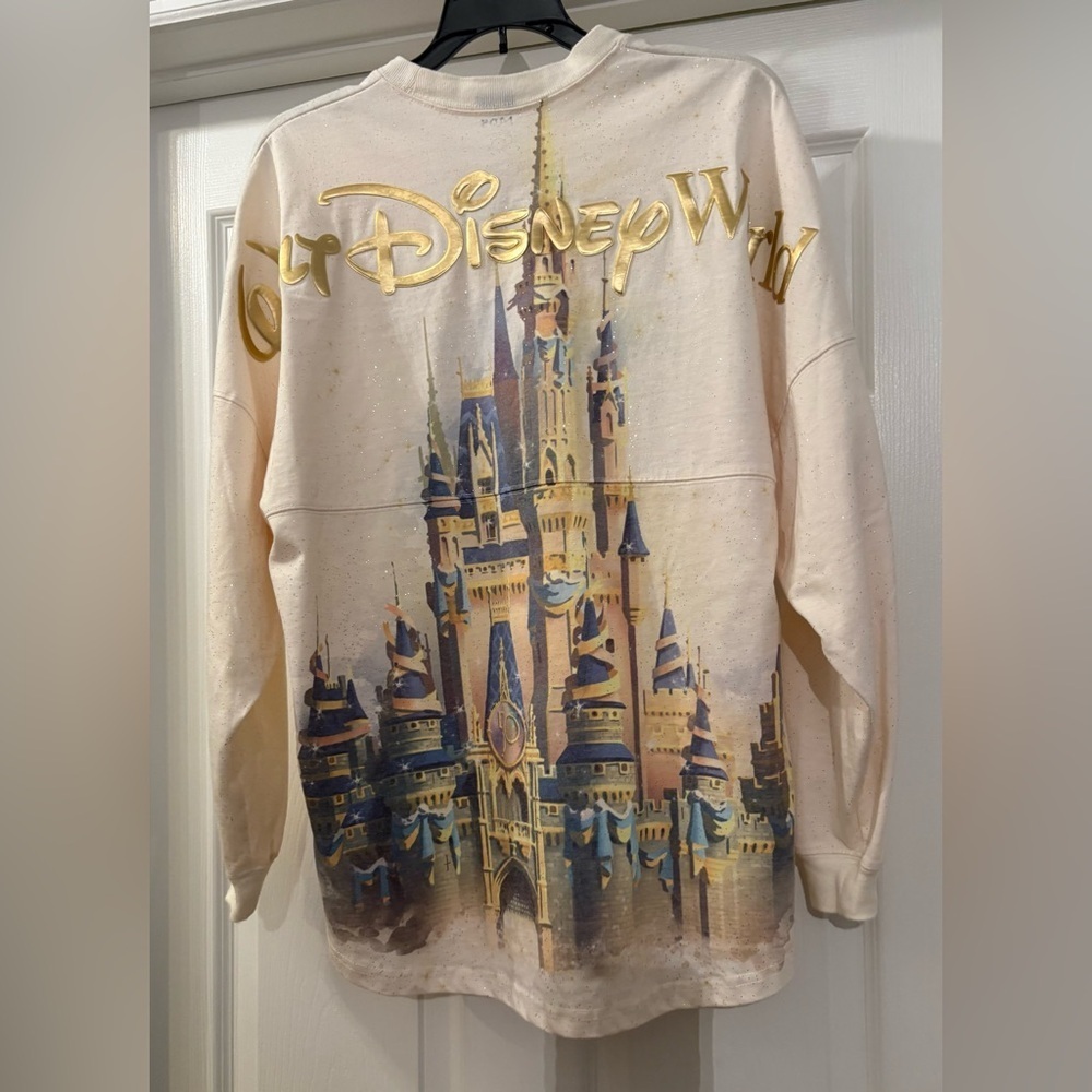 Walt Disney World 50th anniversary Castle sweatshirt Cream and Gold